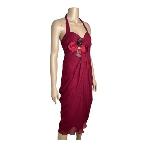 NWT Meghan Fabulous Silk Halter Flower Corsage  Boho Dress - Picture 3 of 11